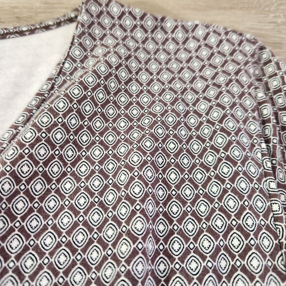 Talbots Brown Geometric Print Talbots Long Sleeve Wrap Style Tunic Top Womens L - Picture 9 of 14